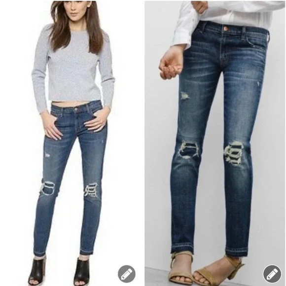 J. Brand Sz 29 Ellis Villain Distressed Destructed Ripped Skinny Jeans - Picture 1 of 16